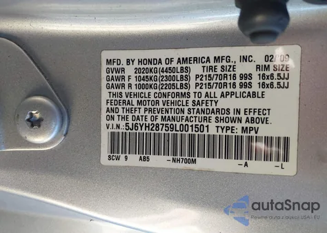 2009 Honda Element Ex from USA, damaged, VIN 5J6YH28759L001501